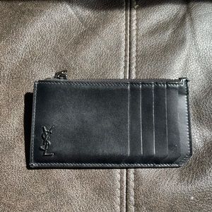 Glossy black YSL Zip wallet.(:
